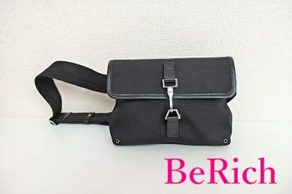 Gucci Waist Bag Black Canvas Leather GG Crossbody Body Belt